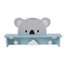 Półka ścienna z 3 haczykami Koala Wieszak ścienny z półką i haczykami, wykonany z płyty mdf, ozdobne haczyki, funkcjonalny i sty