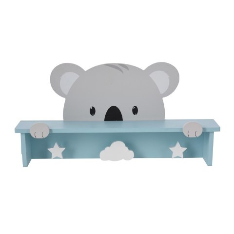Półka ścienna z 3 haczykami Koala Wieszak ścienny z półką i haczykami, wykonany z płyty mdf, ozdobne haczyki, funkcjonalny i sty