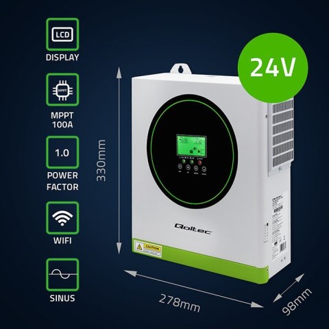 Hybrydowy Inwerter solarny Off-Grid 3500W | 100A | 24V | MPPT | Sinus | opcja Wi-Fi | Power Factor 1.0