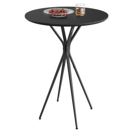 Czarny okrągły stolik z nogami ze stali