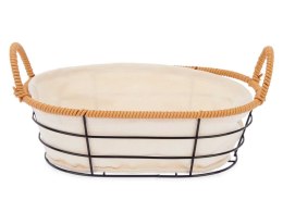Druciany koszyk z materiałowym wkładem o