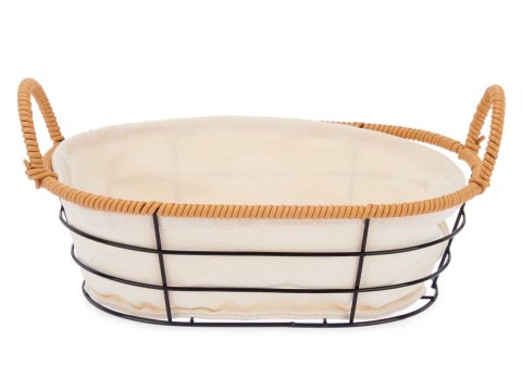 Druciany koszyk z materiałowym wkładem o