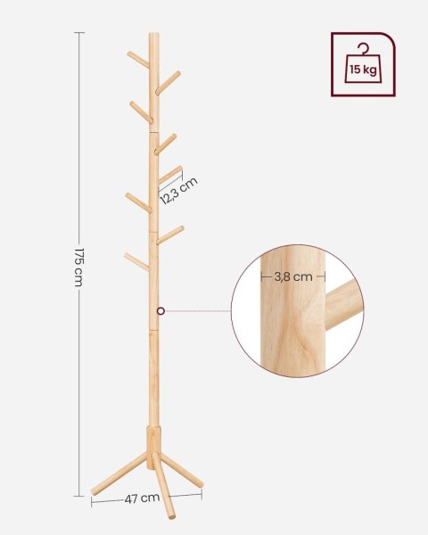 Wieszak na ubrania 8 haków 175 cm beż