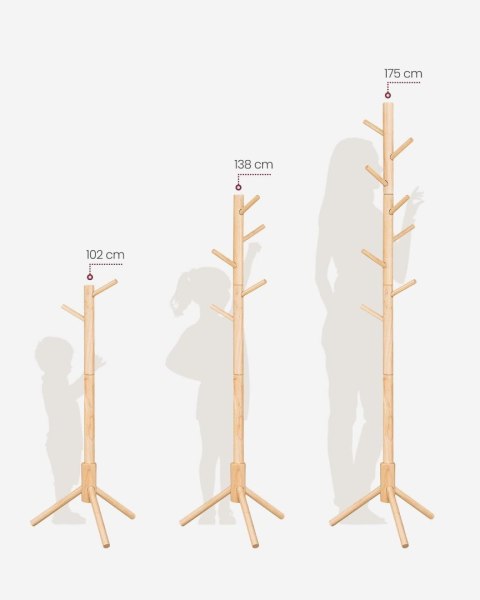 Wieszak na ubrania 8 haków 175 cm beż