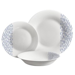 Zestaw talerzy obiadowych 18 szt biało-n