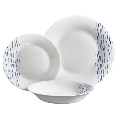 Zestaw talerzy obiadowych 18 szt biało-n