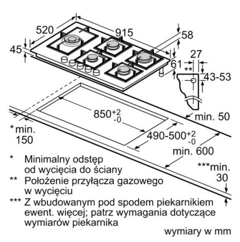 Płyta gaz na szle 90 cm PPM9A6I40