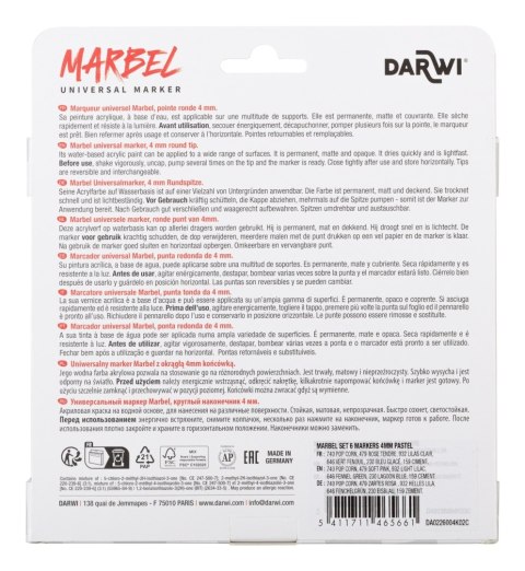 Zestaw 6 markerów MARBEL 4mm Pastele