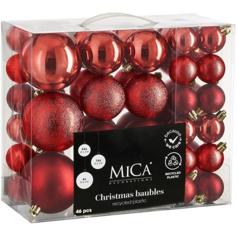 BOMBKA DEKORACYJNA PLASTIKOWA BEZPIECZNA 46SZT CZERWONA MICA