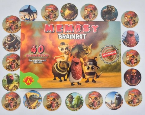 Gra Pamięć Memosy Brainrot Ballerina Capuccina, Tung Tung Tung Sahur i inni