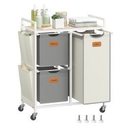 Kosz na pranie 3 komorowy szaro-kremowy