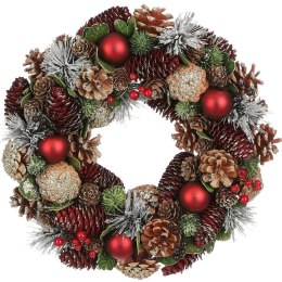 WIANEK DEKORACYJNY 34CM ZIELONY Z SZYSZKAMI I BOMBKAMI MICA