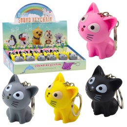 Brelok Do Kluczy Plecaka Kotek Latarka LED Dźwięki Szary