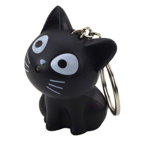 Brelok Do Kluczy Plecaka Kotek Latarka LED Dźwięki Szary