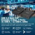 Przedłużacz (extender) po skrętce kat.6A USB 3.1 Gen1 do 100m, 3x USB-A, 1x USB-C do 5 Gbps, 1x RJ45 (Gigabit Ethernet) - zesta