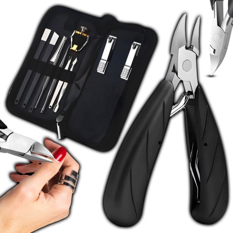 Przybornik do manicure pedicure pielęgnacji paznokci obcinacz pilnik cążki - zestaw 8 el.