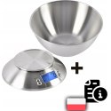 Waga elektroniczna kuchenna z miską termometrem STAL 1.8 l 1-5000 g / 1 g