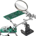 Zestaw do lutowania trzecia ręka z lupą 2.5x regulowanymi uchwytami