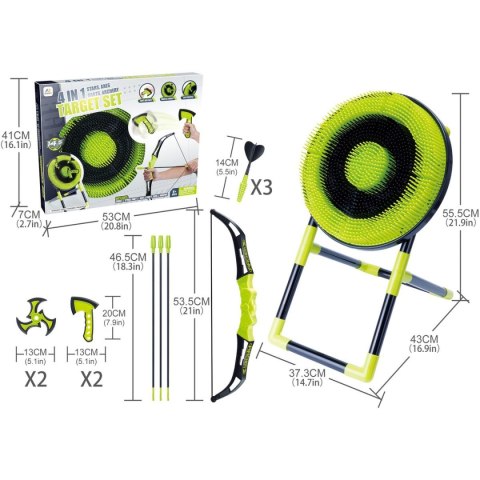 ZESTAW GIER 4W1 DART ŁUK SIEKIERKA SHURIKEN