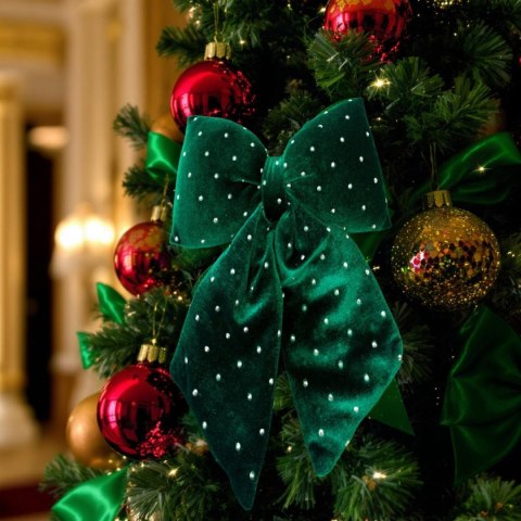 KOKARDA DEKORACYJNA ZIELONA 20x23 CM MICA