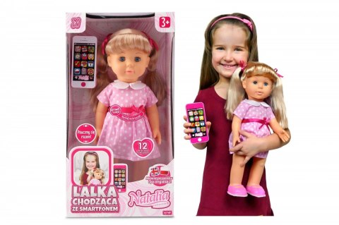 Lalka Natalia chodząca ze smartfonem 41cm