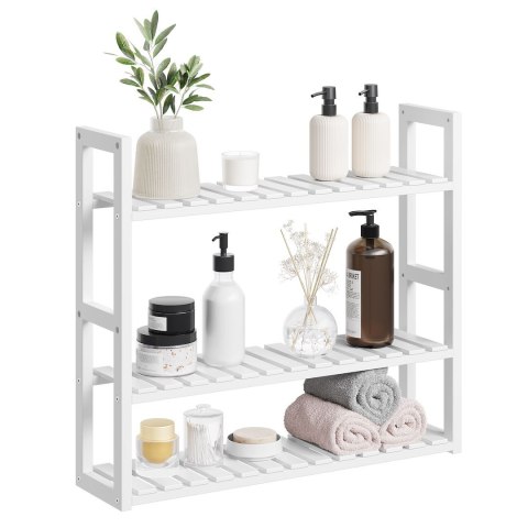 Regał bambusowy z 3 półkami biały