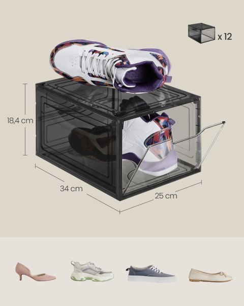 Zestaw 12 pojemnych pudełek na buty