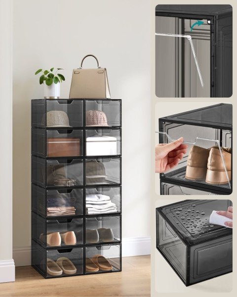 Zestaw 12 pojemnych pudełek na buty