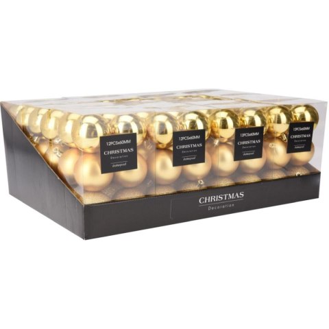 BOMBKA DEKORACYJNA PLASTIKOWA BEZPIECZNA 12SZT 60MM ZŁOTY