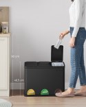 Czarny kosz na śmieci 3 komory x 15 L