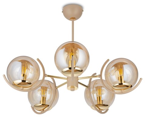 Żyrandol Jacob Beżowy Szkło 5xE14 60 cm