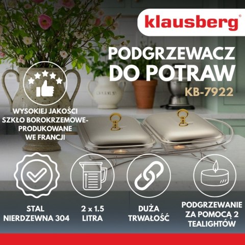PODGRZEWACZ ŻAROODPORNY STOŁOWY 2x1,5L KLAUSBERG KB-7922