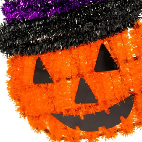 FIGURKA DEKORACYJNA DYNIA 35CM HALLOWEEN FIOLETOWY PASEK
