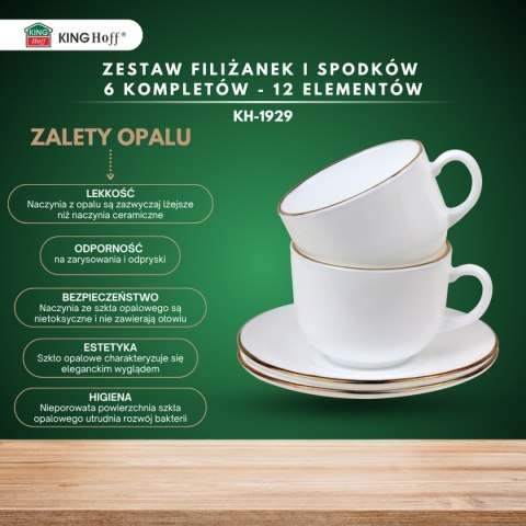 ZESTAW KAWOWY 6 FILIŻANEK ZE SPODECZKAMI KINGHOFF OPAL KH-1929