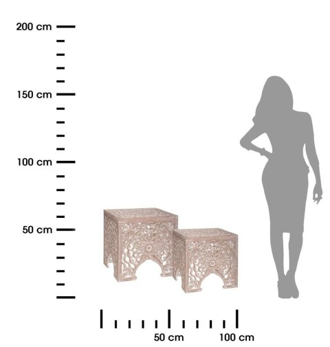 Komplet 2 stolików kawowych Terre Zdobione ażurowym wzorem, wyśmienicie prezentować się będą w salonie przy kanapie bądź fotelu,