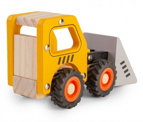 Drewniane auto z oponami Koparka