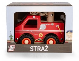 Drewniane auto z oponami Straż Pożarna