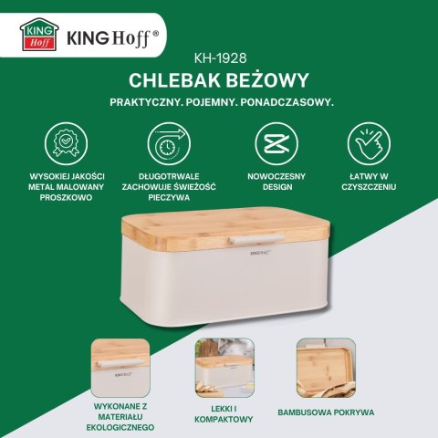 CHLEBAK Z DREWNIANĄ POKRYWĄ POJEMNIK NA PIECZYWO KINGHOFF KH-1928