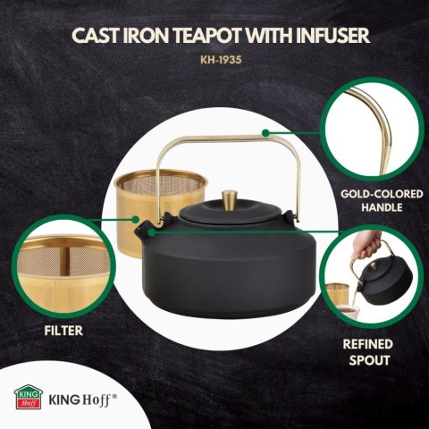 CZAJNICZEK ŻELIWNY ZAPARZACZ DO HERBATY KAWY 1.0L KINGHOFF KH-1935