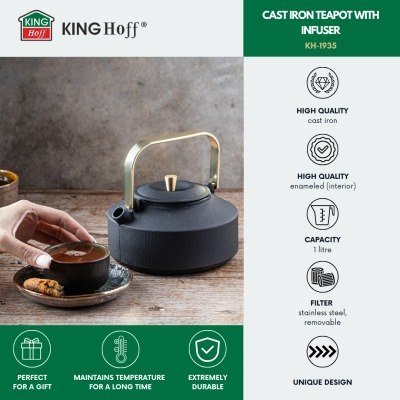 CZAJNICZEK ŻELIWNY ZAPARZACZ DO HERBATY KAWY 1.0L KINGHOFF KH-1935
