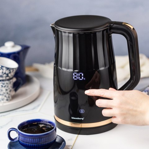 CZAJNIK ELEKTRYCZNY Z REGULACJĄ TEMPERATURY 1.7L BEZPRZEWODOWY CZARNY KLAUSBERG KB-7896