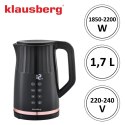 CZAJNIK ELEKTRYCZNY Z REGULACJĄ TEMPERATURY 1.7L BEZPRZEWODOWY CZARNY KLAUSBERG KB-7896