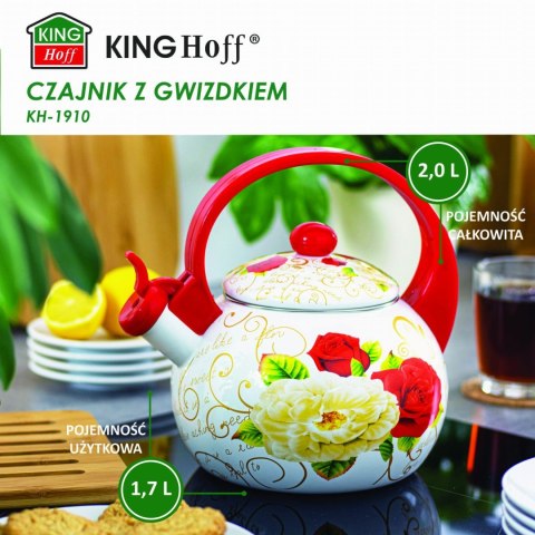 CZAJNIK EMALIOWANY 2.0L EMALIA NA INDUKCJĘ GAZ KINGHOFF ROSES KH-1910