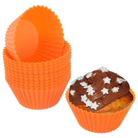 FOREMKI DO MUFFINEK NA BABECZKI MUFFINKI PAPILOTKI SILIKONOWE BRĄZOWE 12 SZTUK 5.5CM ORION 151758