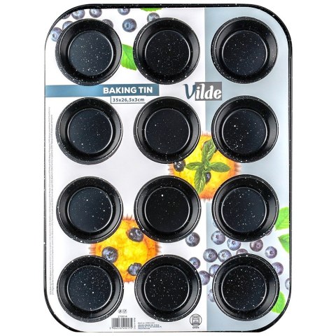 FORMA BLACHA DO 12 MUFFINEK BABECZEK BABECZKI GRANITOWA 35X26.5CM VILDE 279014