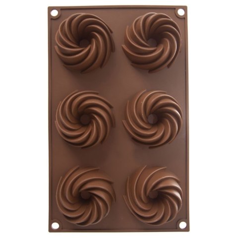 FORMA DO PIECZENIA 6 BABECZEK DONUTÓW SILIKONOWA BRĄZOWA SILLINIE ORION 151787