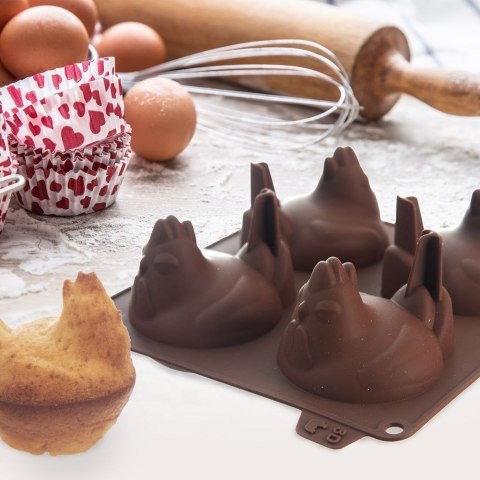 FORMA DO PIECZENIA CIASTEK I PRALIN PRALINEK SILIKONOWA BRĄZOWA KURKA SILLINIE ORION 151782