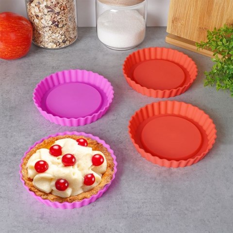 FORMY FOREMKI DO PIECZENIA TARTY CIASTA FORMA SILIKONOWA OKRĄGŁA 12CM 4 SZTUKI ALPINA 259259