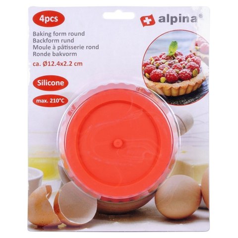 FORMY FOREMKI DO PIECZENIA TARTY CIASTA FORMA SILIKONOWA OKRĄGŁA 12CM 4 SZTUKI ALPINA 259259