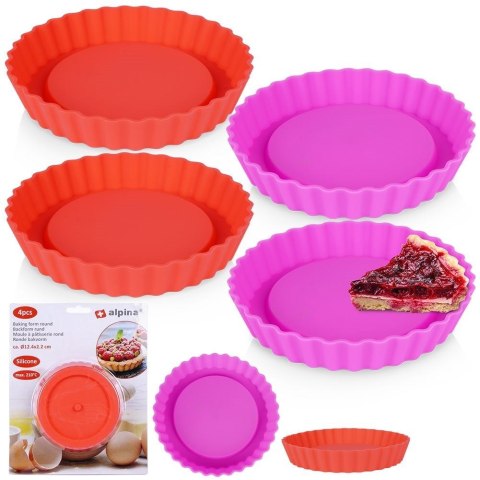 FORMY FOREMKI DO PIECZENIA TARTY CIASTA FORMA SILIKONOWA OKRĄGŁA 12CM 4 SZTUKI ALPINA 259259